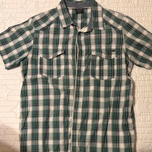 Oakley Green and White Plaid Casual Shirt